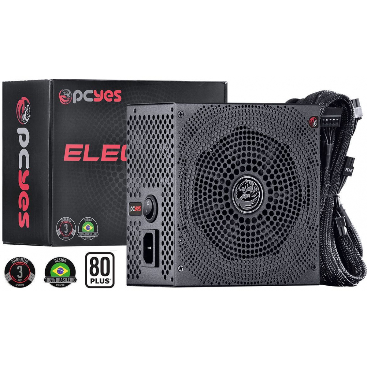 Fonte PCYES Electro V2 600W, 80 Plus, PFC Ativo, White