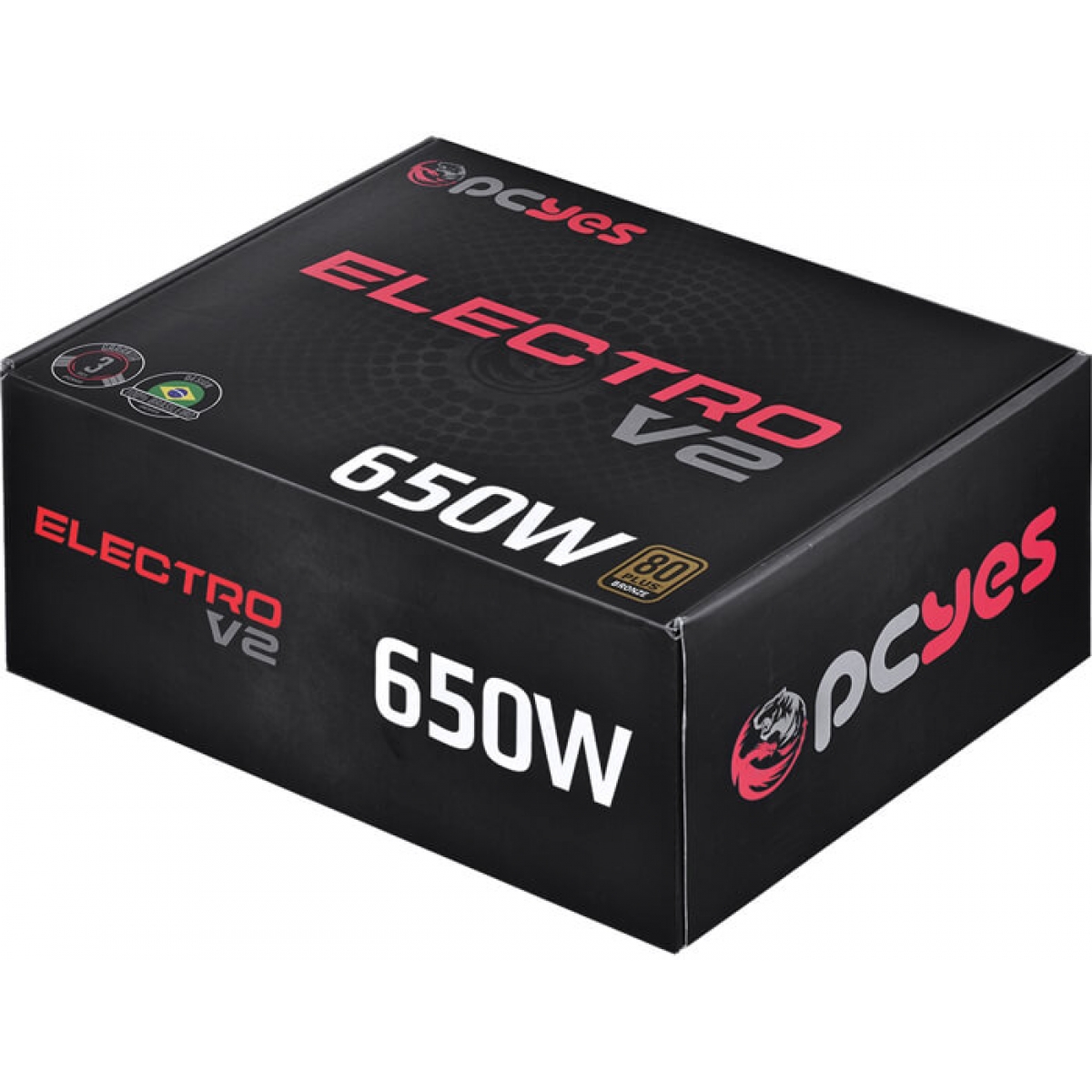 Fonte PCYES Electro V2 650W, 80 Plus Bronze, PFC ATIVO, ELECV2PTO650W