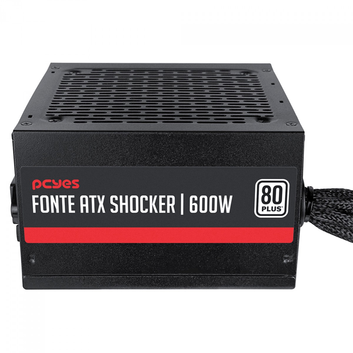Fonte PCYes Shocker, 600W, 80 Plus White, PFC Ativo, Preto, PF600SHW