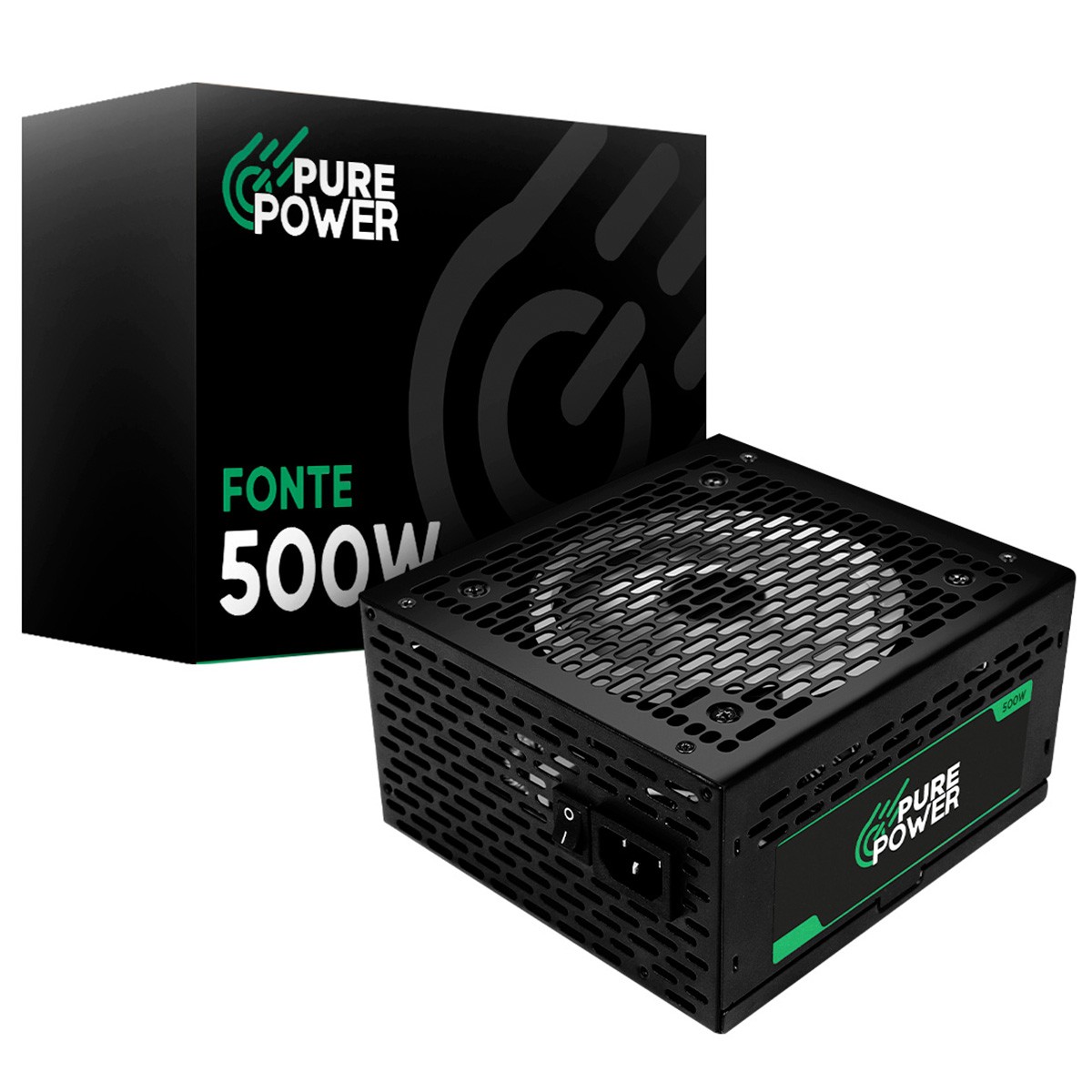 Fonte Pure Power Core, 500W, 80 Plus Bronze, ATX, PFC Ativo, Preto, PP-PS-CRB500FN