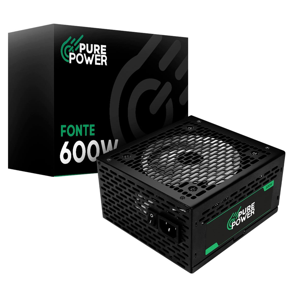 Fonte Pure Power Core, 600W, 80 Plus Bronze, ATX, PFC Ativo, Preto, PP-PS-CRB600FN