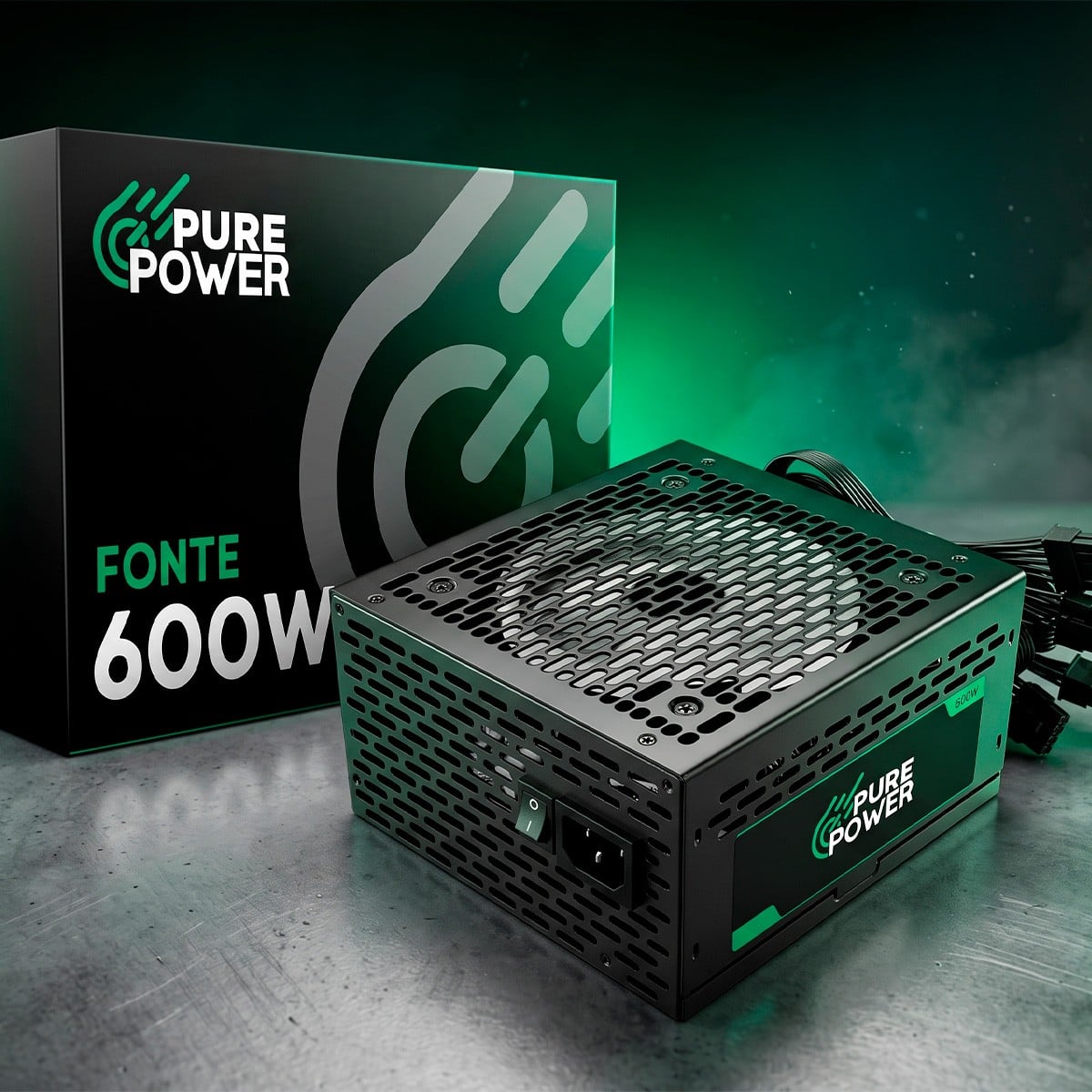 Fonte Pure Power Core, 600W, 80 Plus Bronze, ATX, PFC Ativo, Preto, PP-PS-CRB600FN