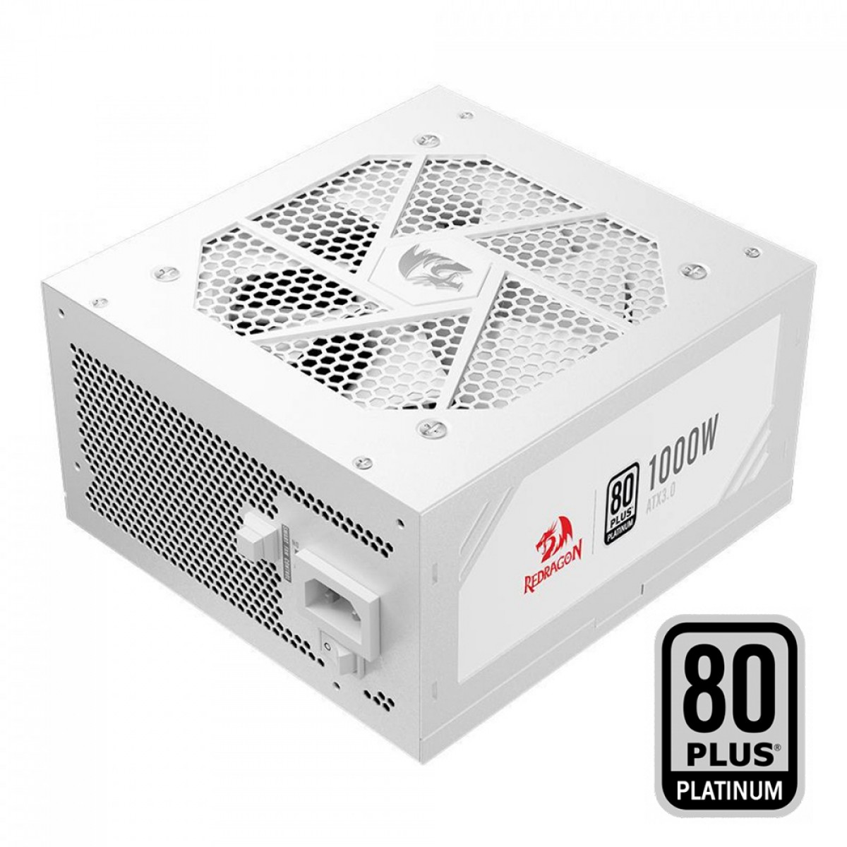 Fonte Redragon RGPS, 1000W, ATX 3.0, 80 Plus Platinum, Com Conector PCIe 5.0, PFC Ativo, Full Modular, White, GC-PS017W