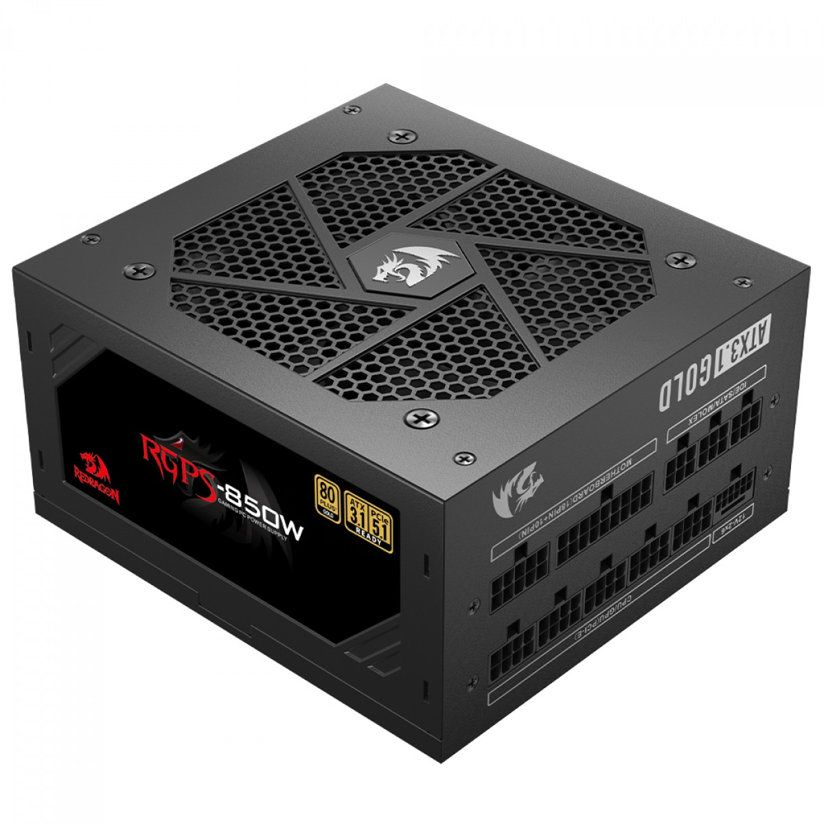 Fonte Redragon RGPS 850W, 80 Plus Gold, PFC Ativo, PCIe 5.1, ATX 3.1, Full Modular, GC-PS010 V2 