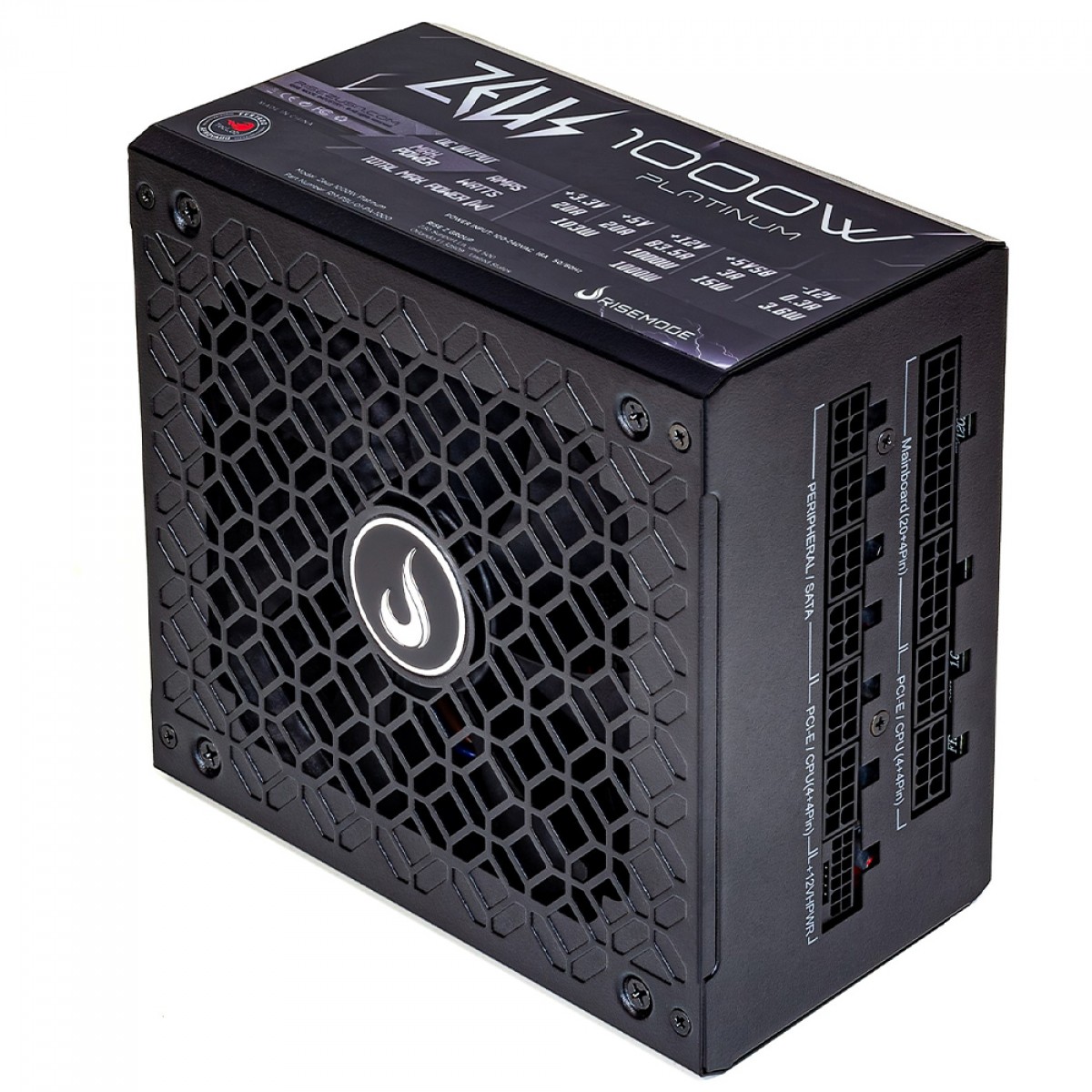 Fonte Rise Mode Zeus, 1000W, Full Modular, 80 Plus Platinum, PFC Ativo, Preto, RM-PSU-01-PA-1000