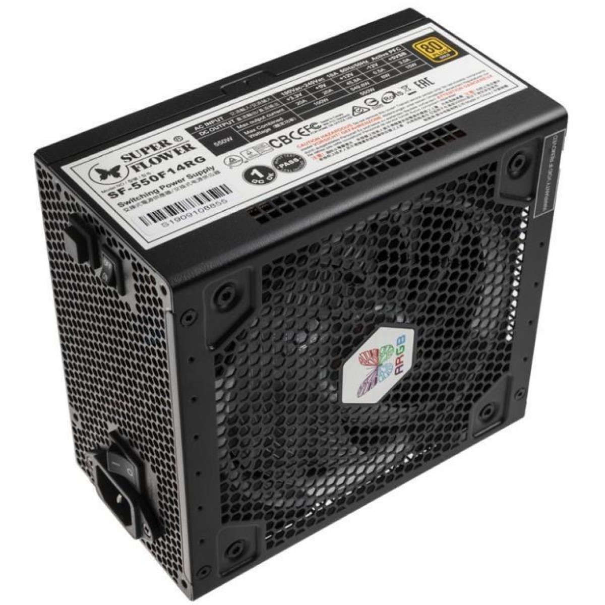 Fonte Super Flower LEADEX III ARGB 550W, 80 Plus Gold, PFC Ativo, Full Modular, SF-550F14RG(BK)