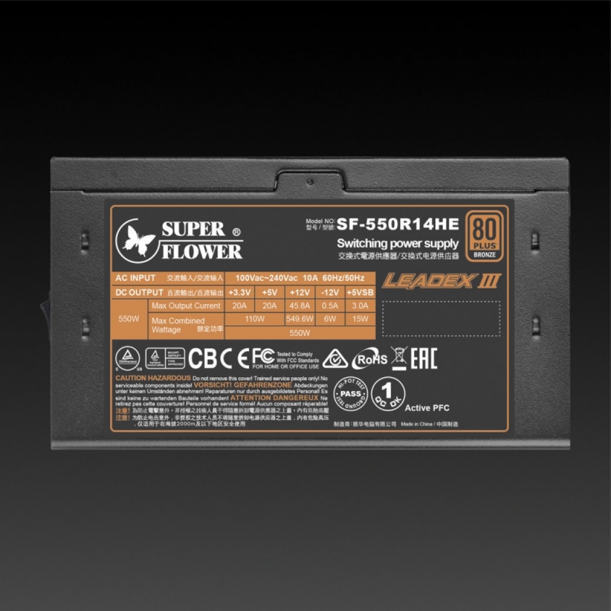 Fonte Super Flower LEADEX III Super Bronze Pro 550W, 80 Plus Bronze, Full Modular, PFC Ativo, SF-550R14HE