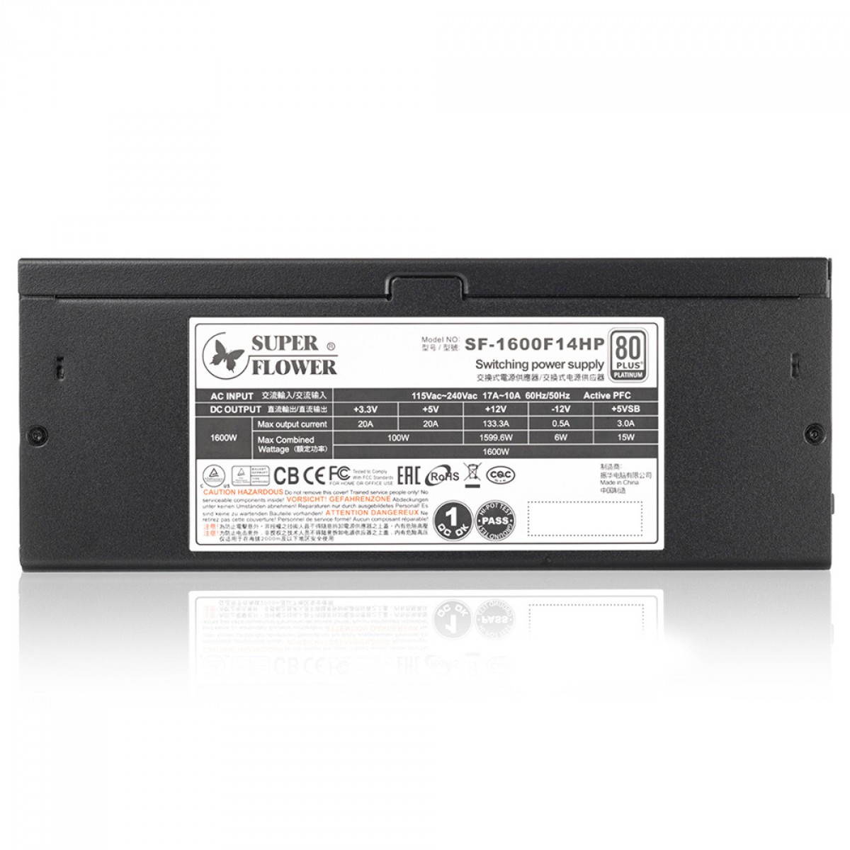 Fonte Super Flower LEADEX Platinum 1600W, 80 Plus Platinum, Full Modular, PFC Ativo, SF-1600F14HP