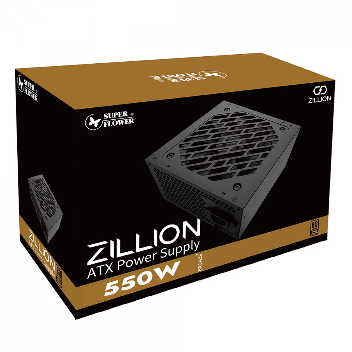 Fonte Super Flower Zillion DB 550W, 80 Plus Bronze, PFC Ativo, Black, SF-550Z12DB