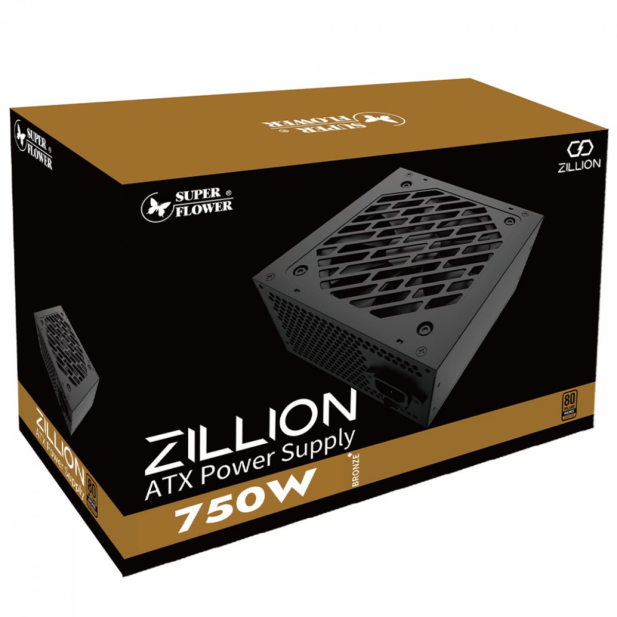 Fonte Super Flower Zillion DB 750W, 80 Plus Bronze, PFC Ativo, Black, SF-750Z12DB
