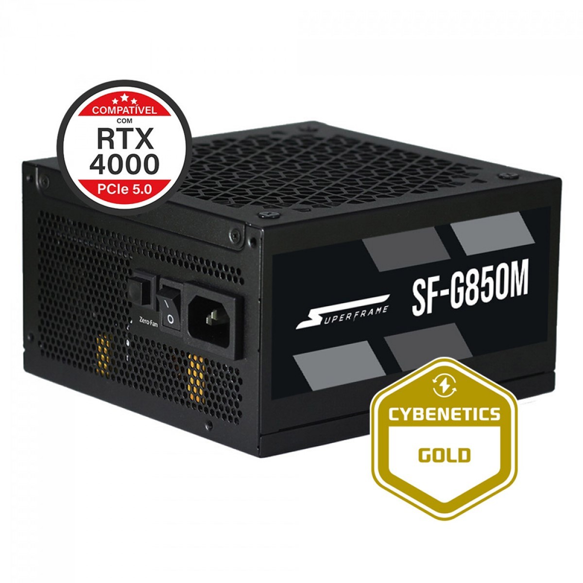 Fonte SuperFrame, 850W, 80 Plus Gold, Full Modular, Com Conector PCIe 5.0, PFC Ativo, SF-G850M