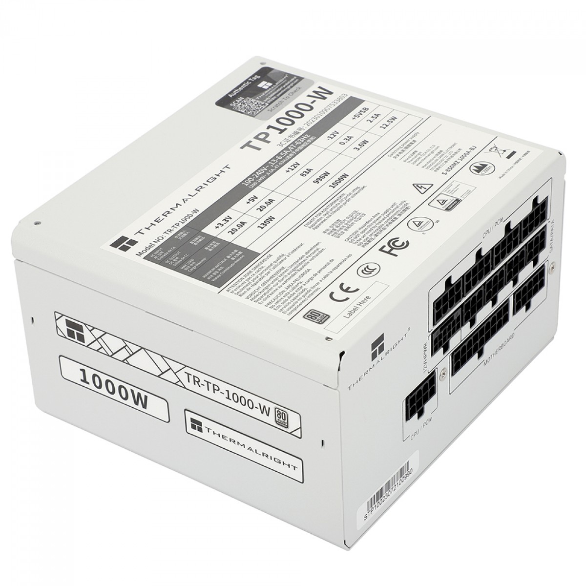 Fonte Thermalright TR-TP 1000-W, 1000W, 80 Plus Platinum, Com Conector PCIe 5.0, ATX 3.0, Full Modular, Branco
