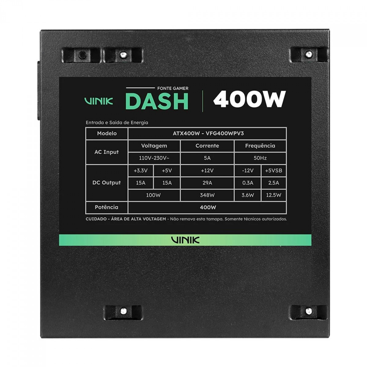 Fonte Vinik Gamer Dash 400W, Preto, VFG400WPV3
