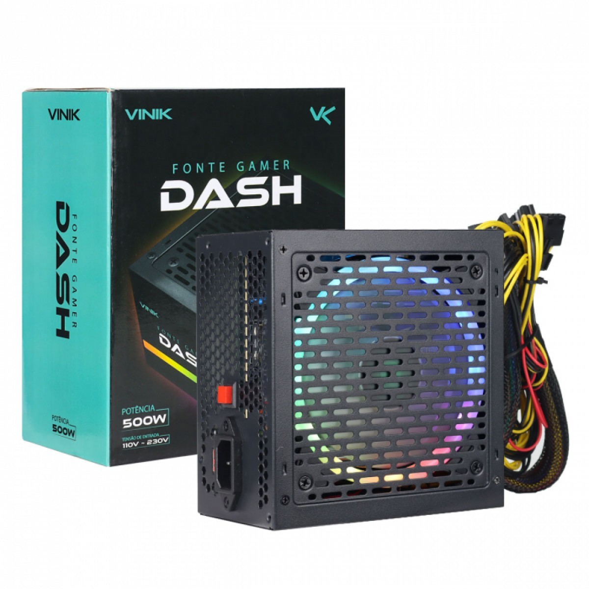 Fonte Vinik Gamer Dash 500W, RGB, Preto, VFG500WPR