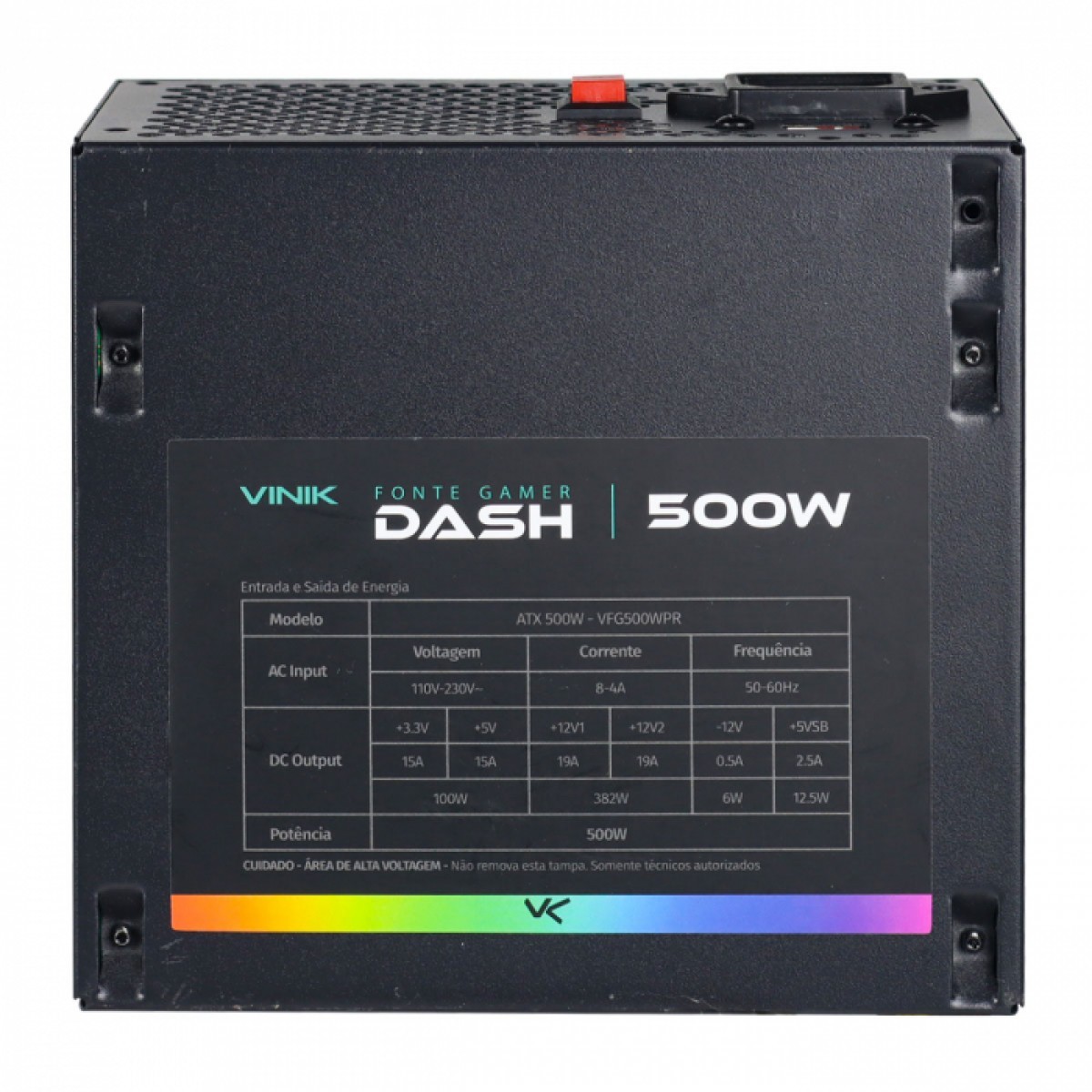 Fonte Vinik Gamer Dash 500W, RGB, Preto, VFG500WPR