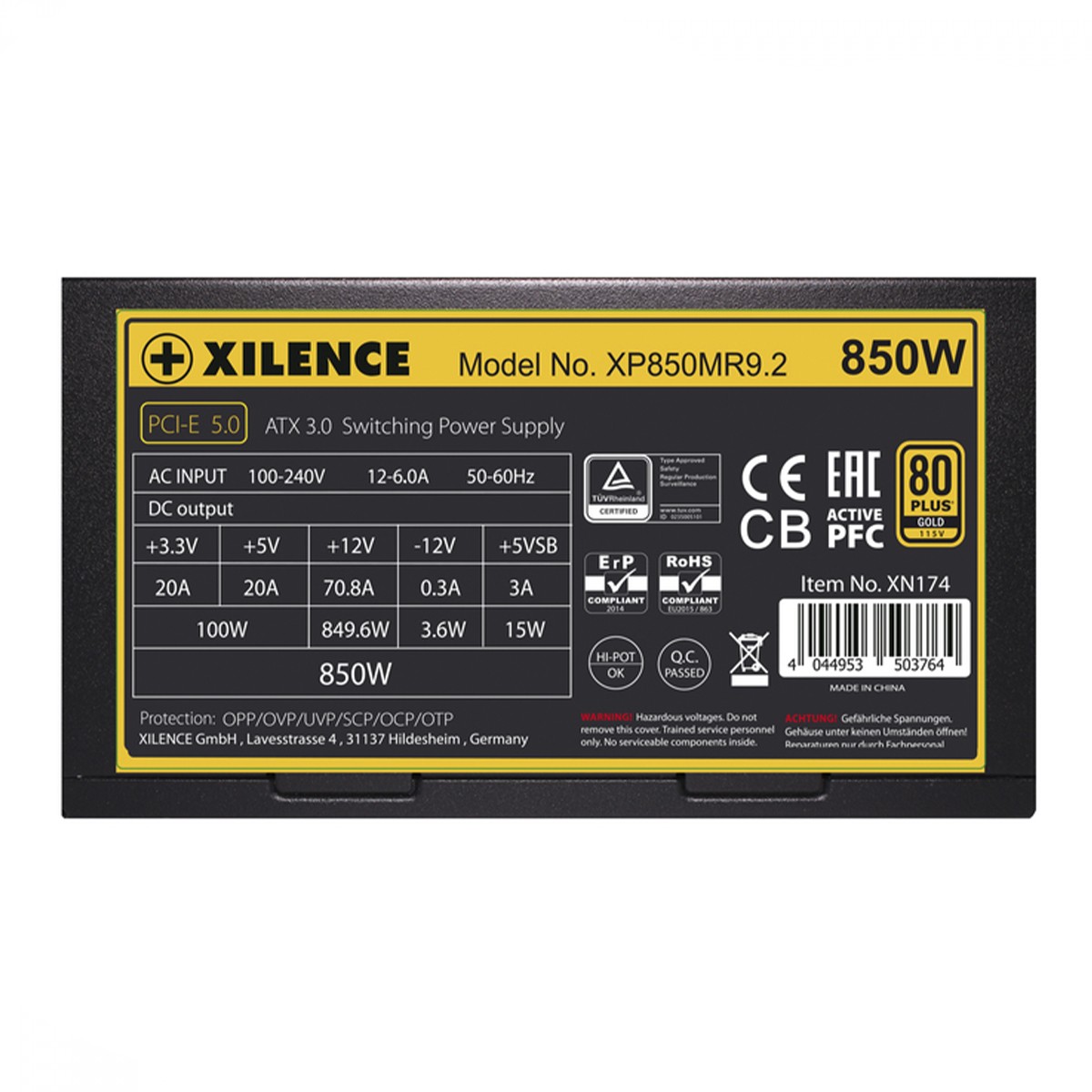 Fonte Xilence XN174 | XP850MR9.2, 850W, 80 Plus Gold, PFC Ativo, Semi-Modular, Preto