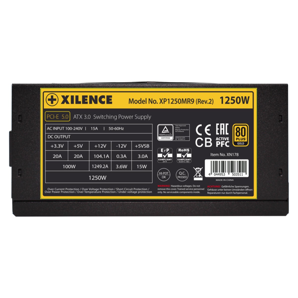 Fonte Xilence XP1250MR9.2 BR, 1250W, 80 Plus Gold, PFC Ativo, Full Modular, PCIe 5.0, Preto