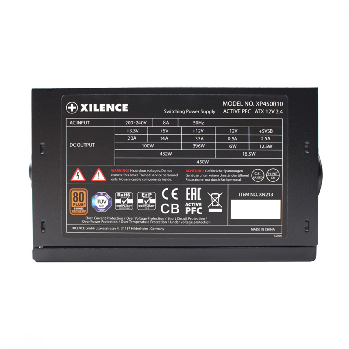 Fonte Xilence XN213BR XP450R10 BR, 450W, 80 Plus Bronze, PFC Ativo, Preto