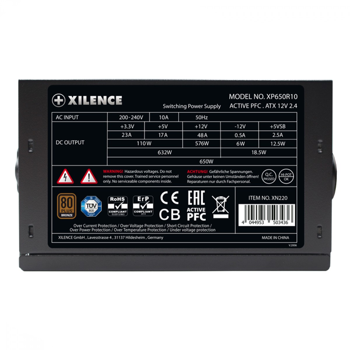 Fonte Xilence XN220BR XP650R10 BR, 650W, 80 Plus Bronze, PFC Ativo, Preto