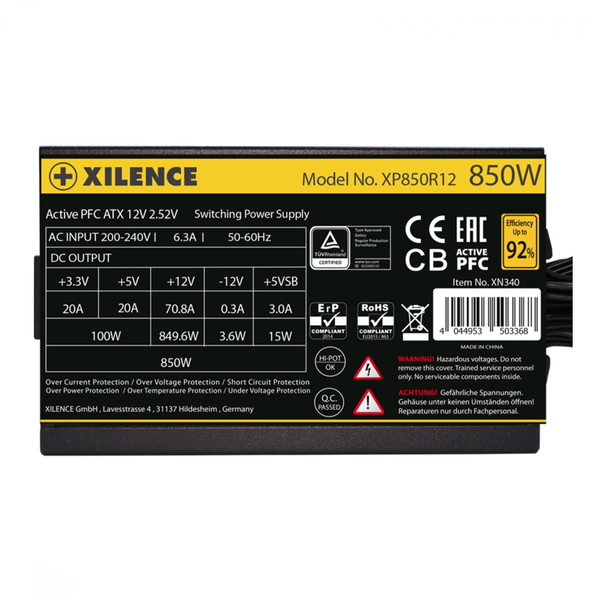 Fonte Xilence XN340 | XP850R12, 850W, 80 Plus Gold, PFC Ativo, Preto