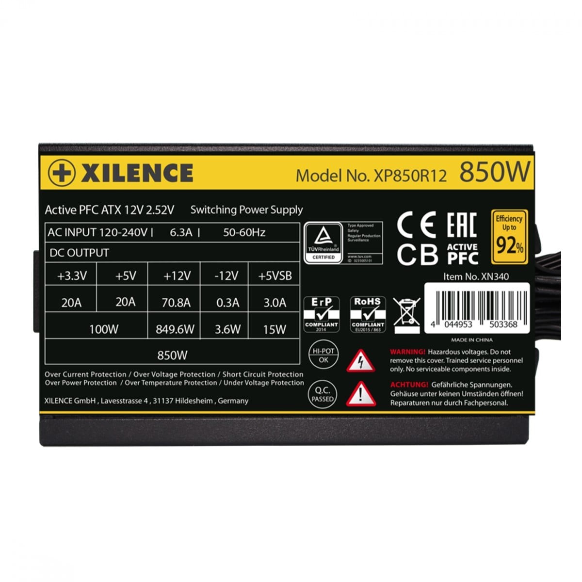 Fonte Xilence by be quiet! XN340, 850W, 80 Plus Gold, PFC Ativo, Preto, XP850R12