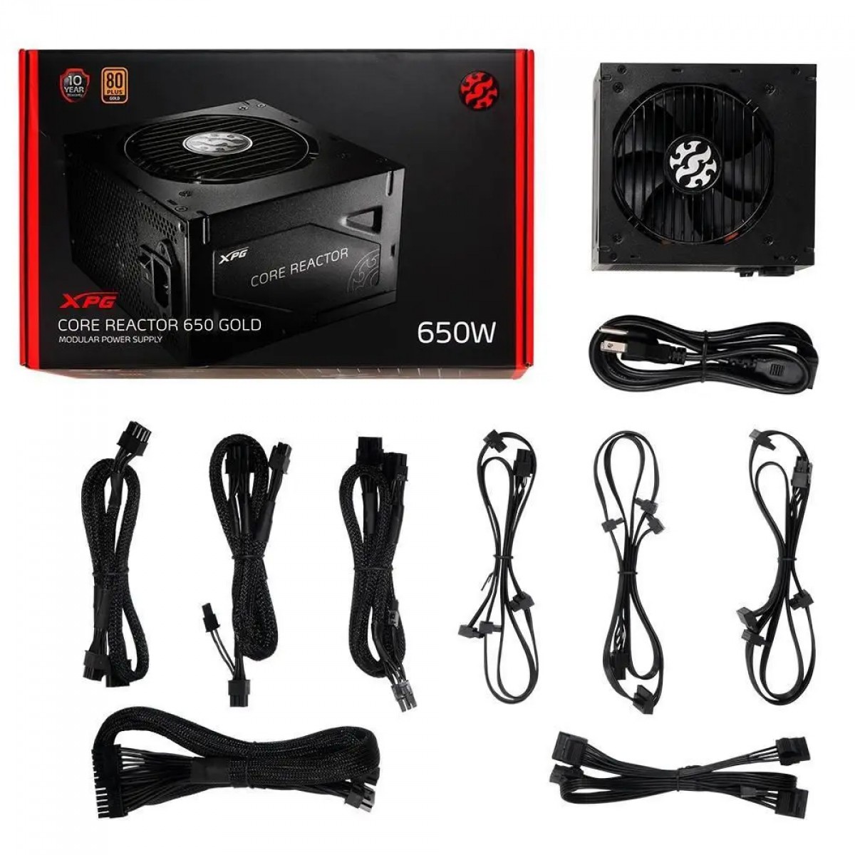 Fonte XPG, Core Reactor, 650W, 80 Plus Gold, Modular, PFC Ativo, COREREACTOR650G-BKCBR