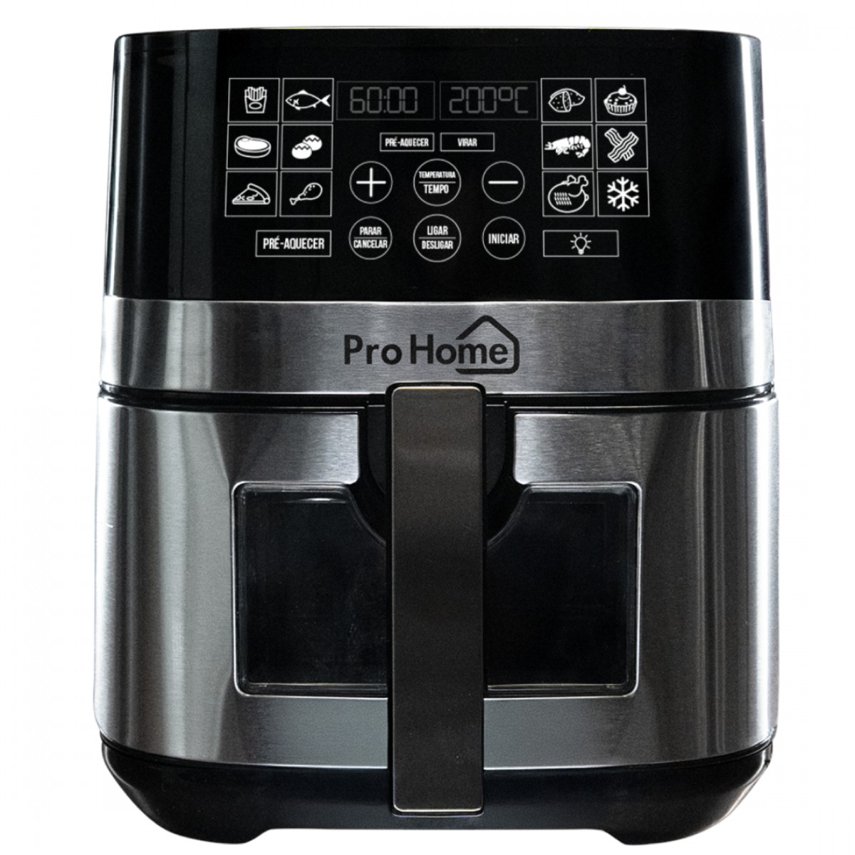 Fritadeira Elétrica Air Fryer Pro Home Classic PRO, 100% Digital, Com Visor, 6.5L, 110V, Preto e Inox, PH-AF-CP1500WS7LS110D