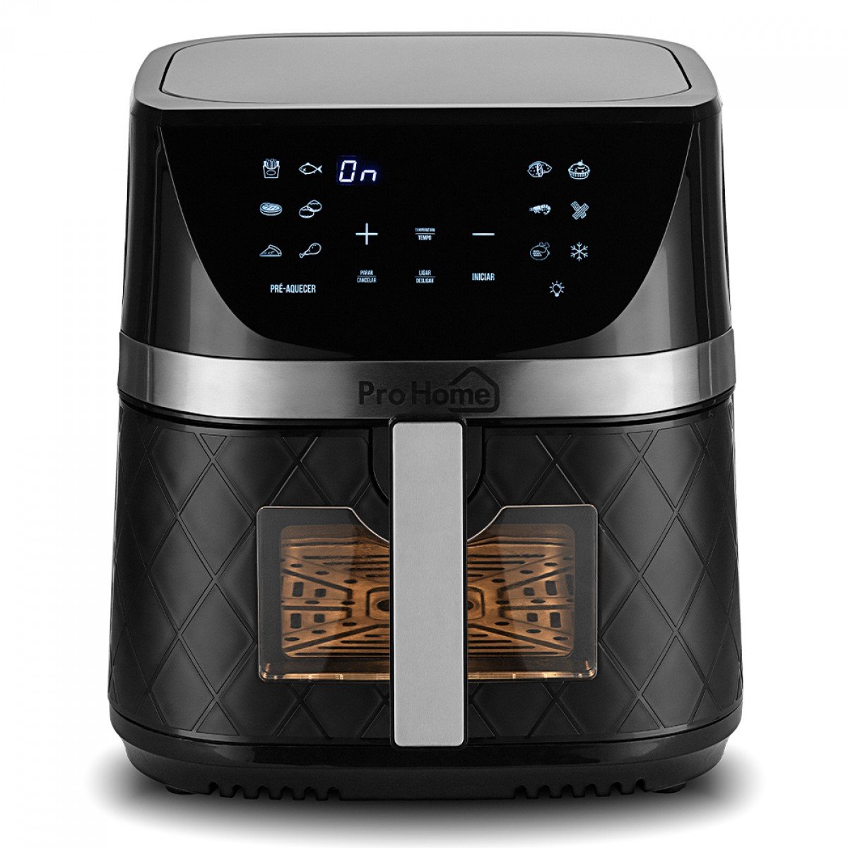 Fritadeira Elétrica Air Fryer Pro Home Family PRO, 100% Digital, Com Visor, 8L, 110V, Preto e Inox, PH-AF-FP1700WB8LS110D