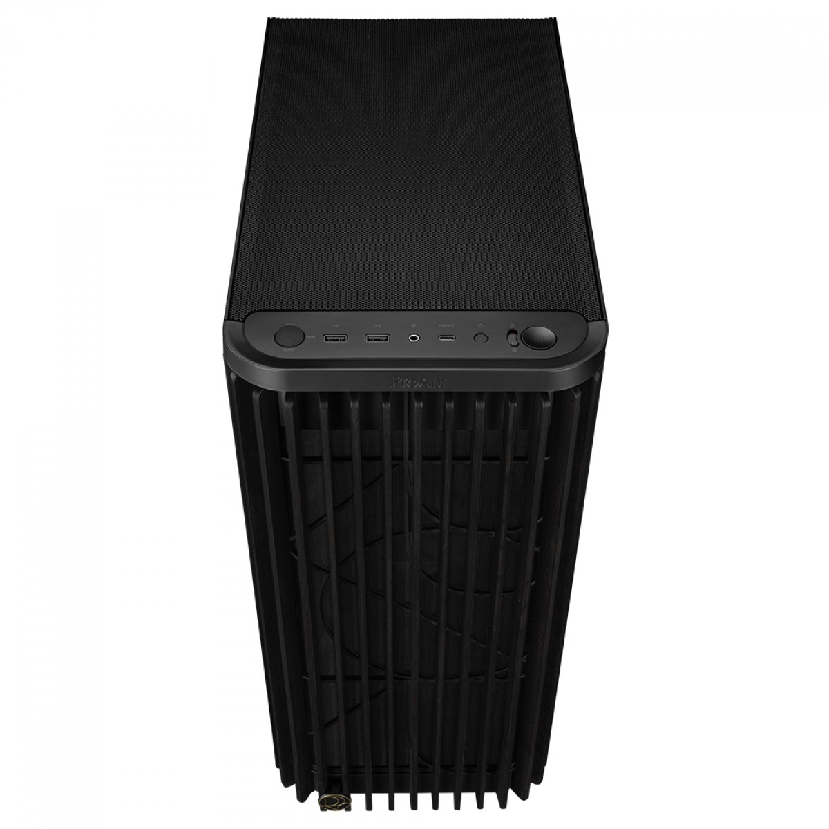 Gabinete Asus ProArt PA401 Wood Edition, Mid Tower, Vidro Temperado, ATX, Sem Fonte, Com 3 Fans, Preto, 90DC00M0-B30000 - Open Box