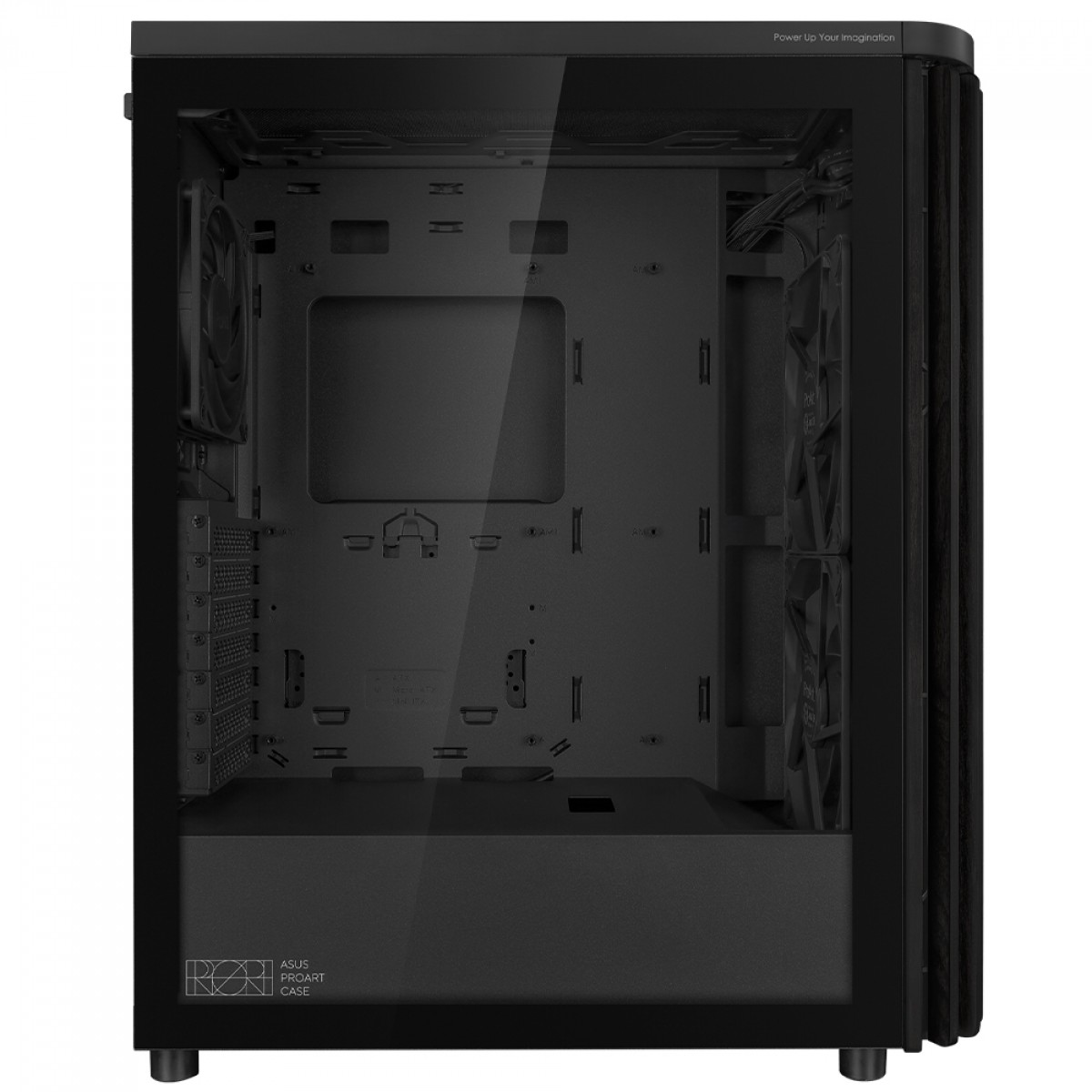 Gabinete Asus ProArt PA401 Wood Edition, Mid Tower, Vidro Temperado, ATX, Sem Fonte, Com 3 Fans, Preto, 90DC00M0-B30000 - Open Box