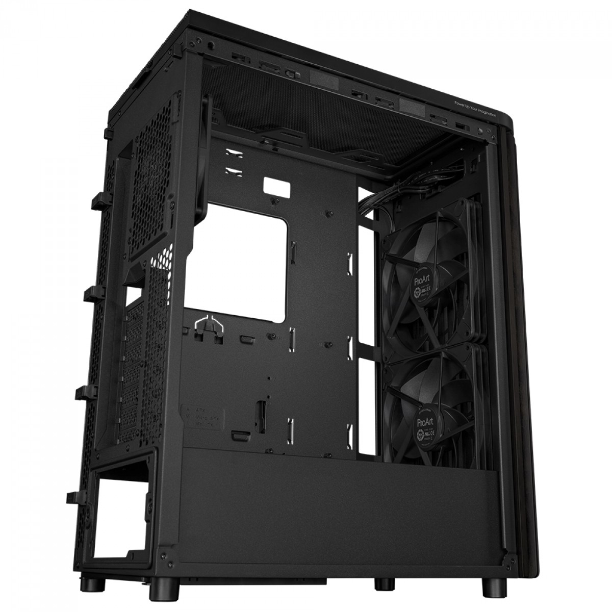 Gabinete Asus ProArt PA401 Wood Edition, Mid Tower, Vidro Temperado, ATX, Sem Fonte, Com 3 Fans, Preto, 90DC00M0-B30000 - Open Box