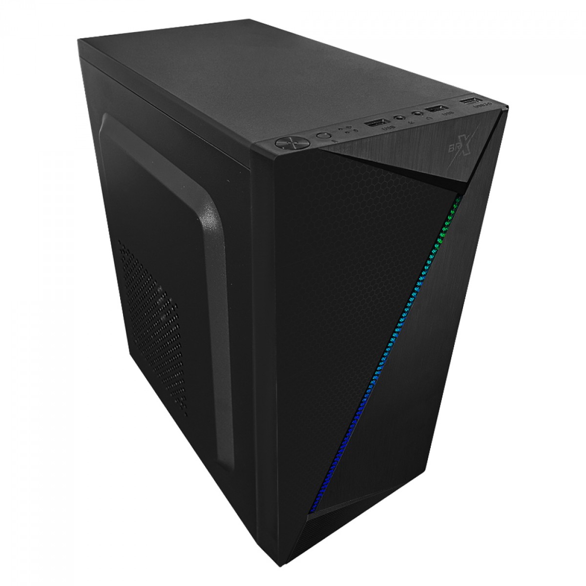 Gabinete BRX Vortex BM20, M-ATX, RGB, Preto, Sem Fonte, Sem Fan