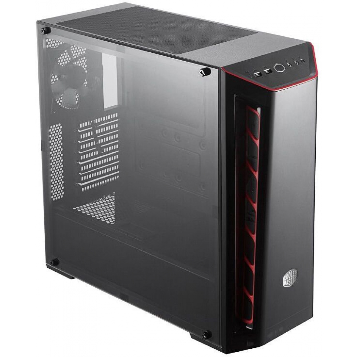 Gabinete Gamer Cooler Master Masterbox MB520, Mid Tower, Black, Sem Fonte, Com 1 Fan, MCB-B520-KANN-S00-Red