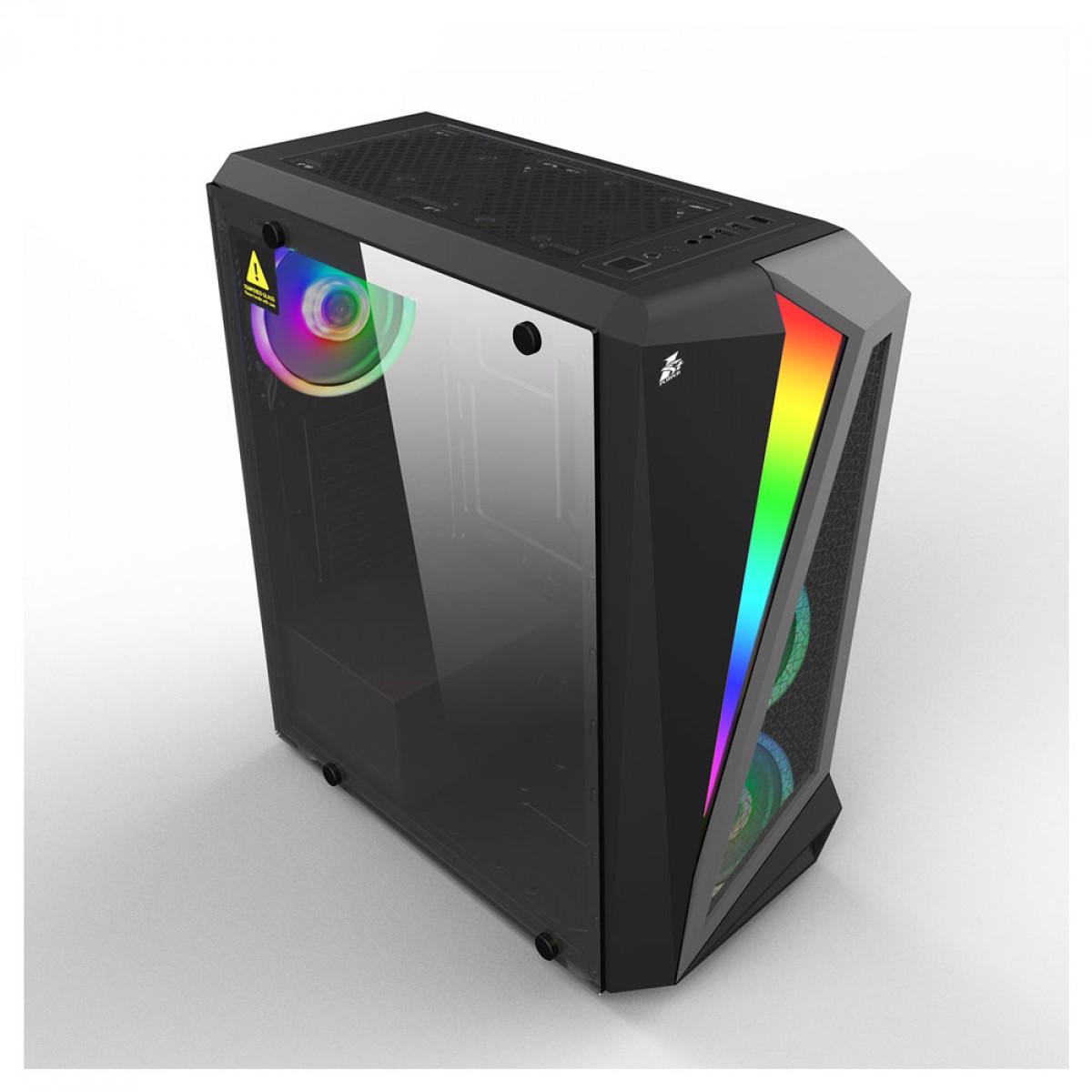 Gabinete Gamer 1STPLAYER R5, Mid Tower, Vidro Temperado, ATX, Black, Sem Fonte, Sem Fan