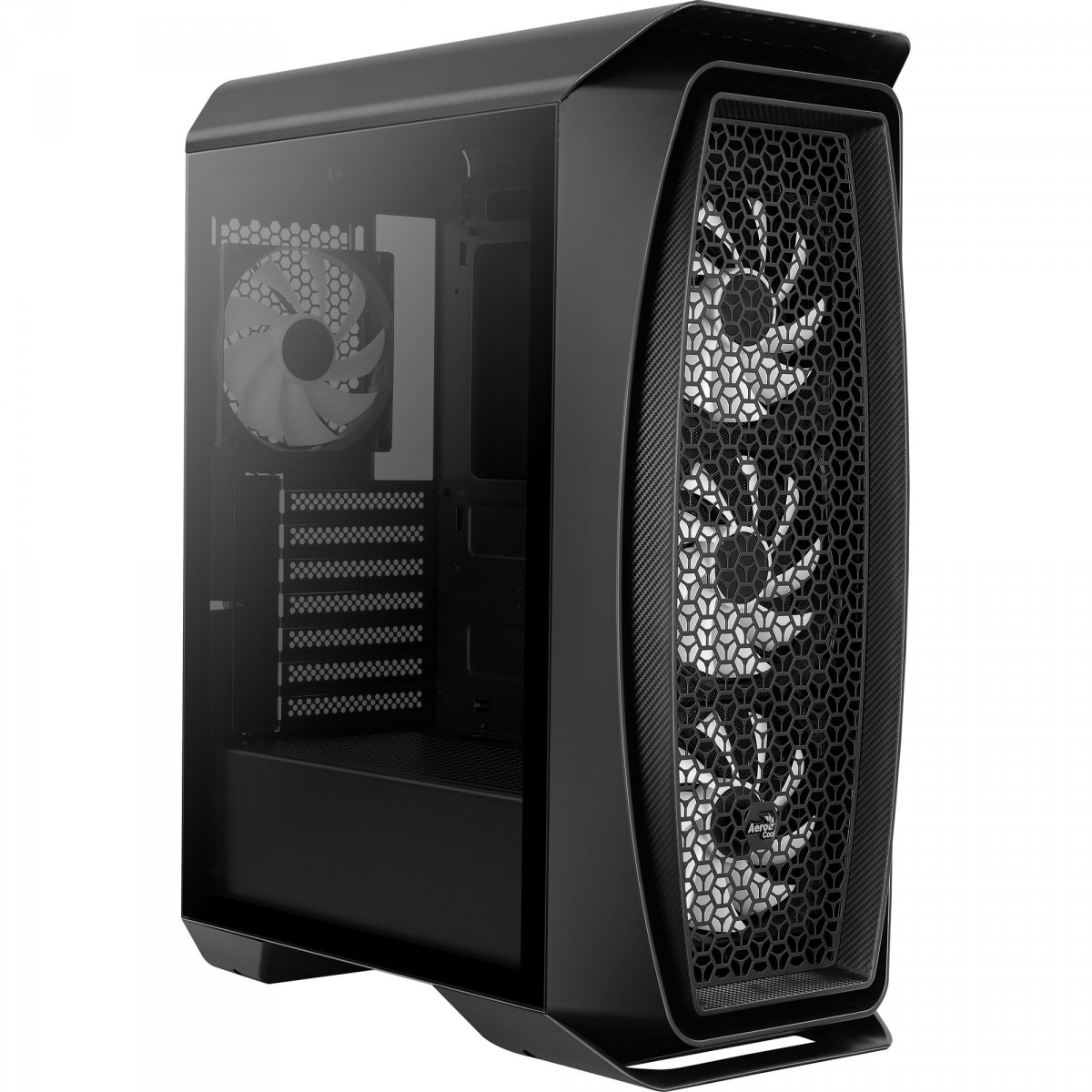 Gabinete Gamer Aerocool Aero One Frost, Mid Tower, FRGB, Vidro Temperado, Black, ATX, Sem Fonte, Com 4 Fans, AERO ONE FROST-G-BK-V1