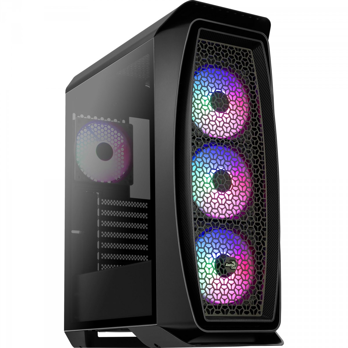 Gabinete Gamer Aerocool Aero One Frost, Mid Tower, FRGB, Vidro Temperado, Black, ATX, Sem Fonte, Com 4 Fans, AERO ONE FROST-G-BK-V1