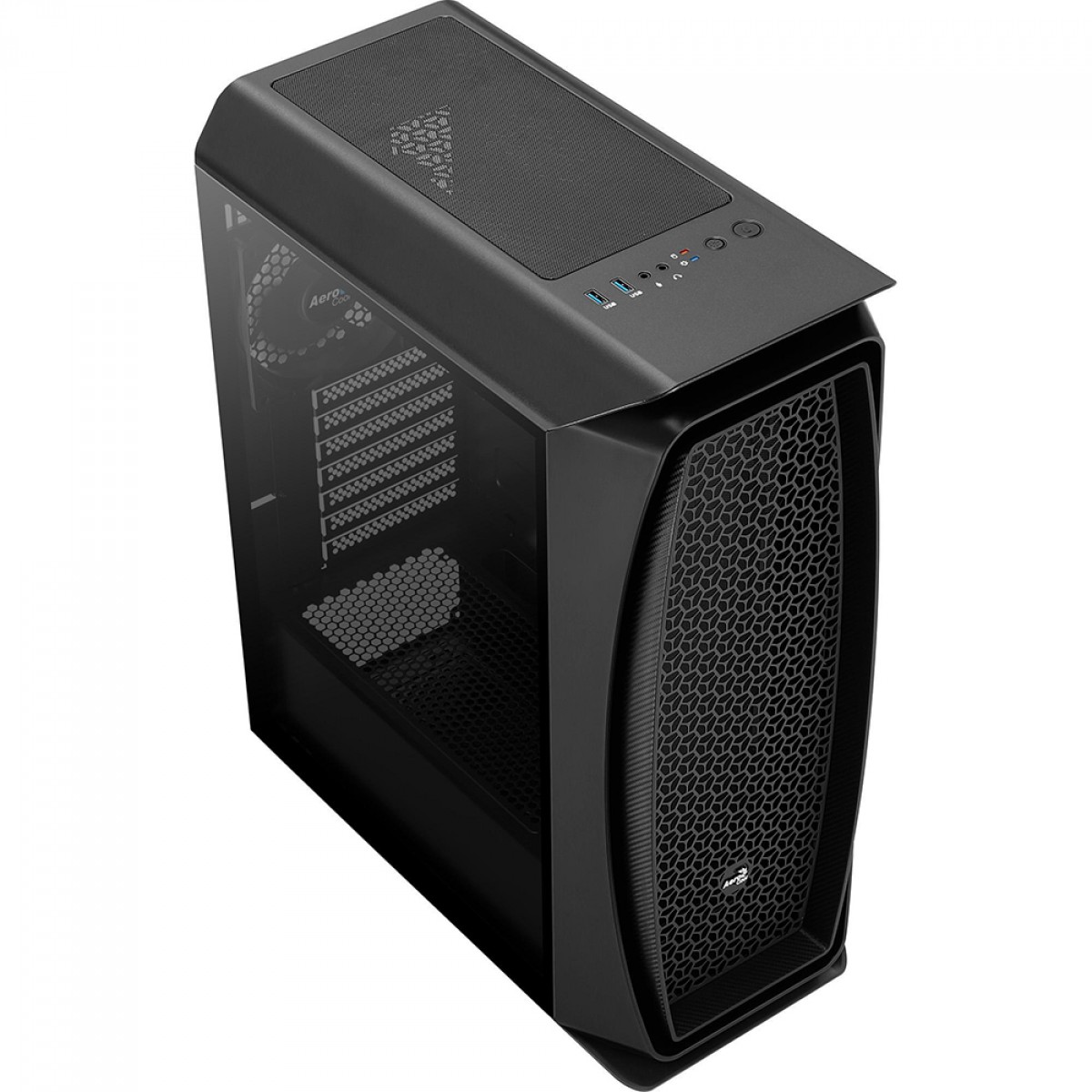 Gabinete Gamer Aerocool Aero One, Mid Tower, Vidro Temperado, Black, ATX, Sem Fonte, Com 1 Fan, AERO ONE