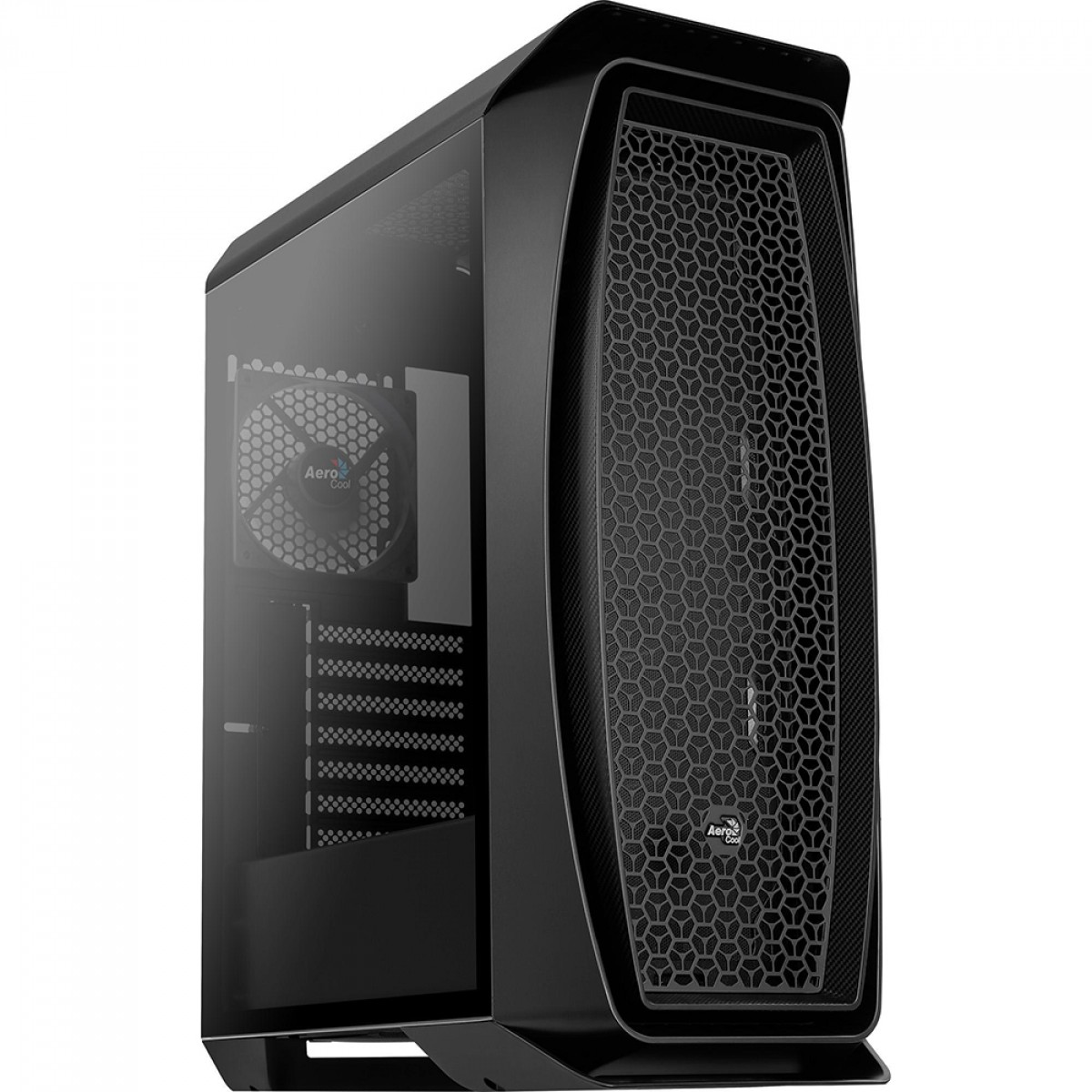 Gabinete Gamer Aerocool Aero One, Mid Tower, Vidro Temperado, Black, ATX, Sem Fonte, Com 1 Fan, AERO ONE