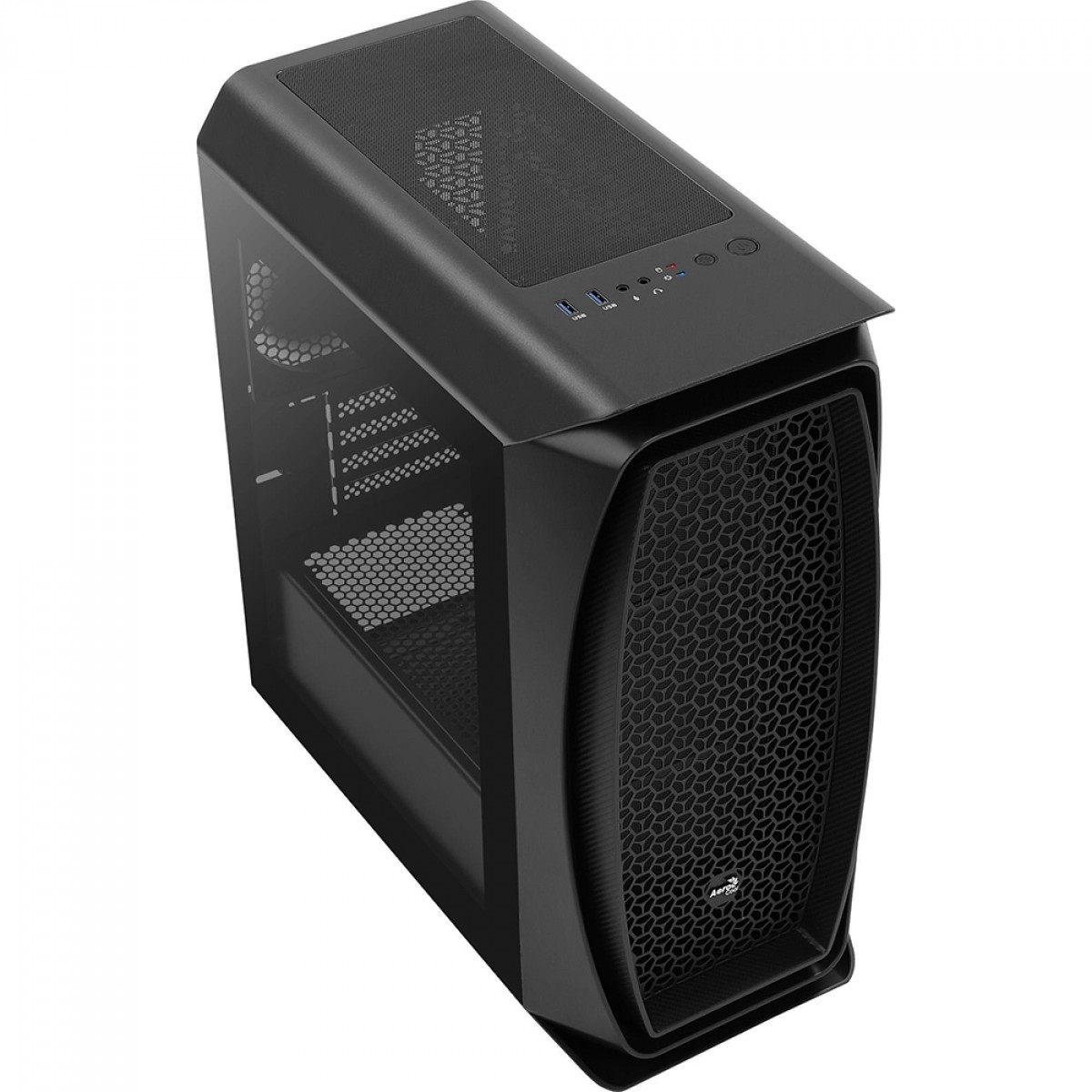 Gabinete Gamer Aerocool Aero One Mini, Mini Tower, Vidro Temperado, Black, M-ATX, Sem Fonte, Com 1 Fan, AERO ONE MINI