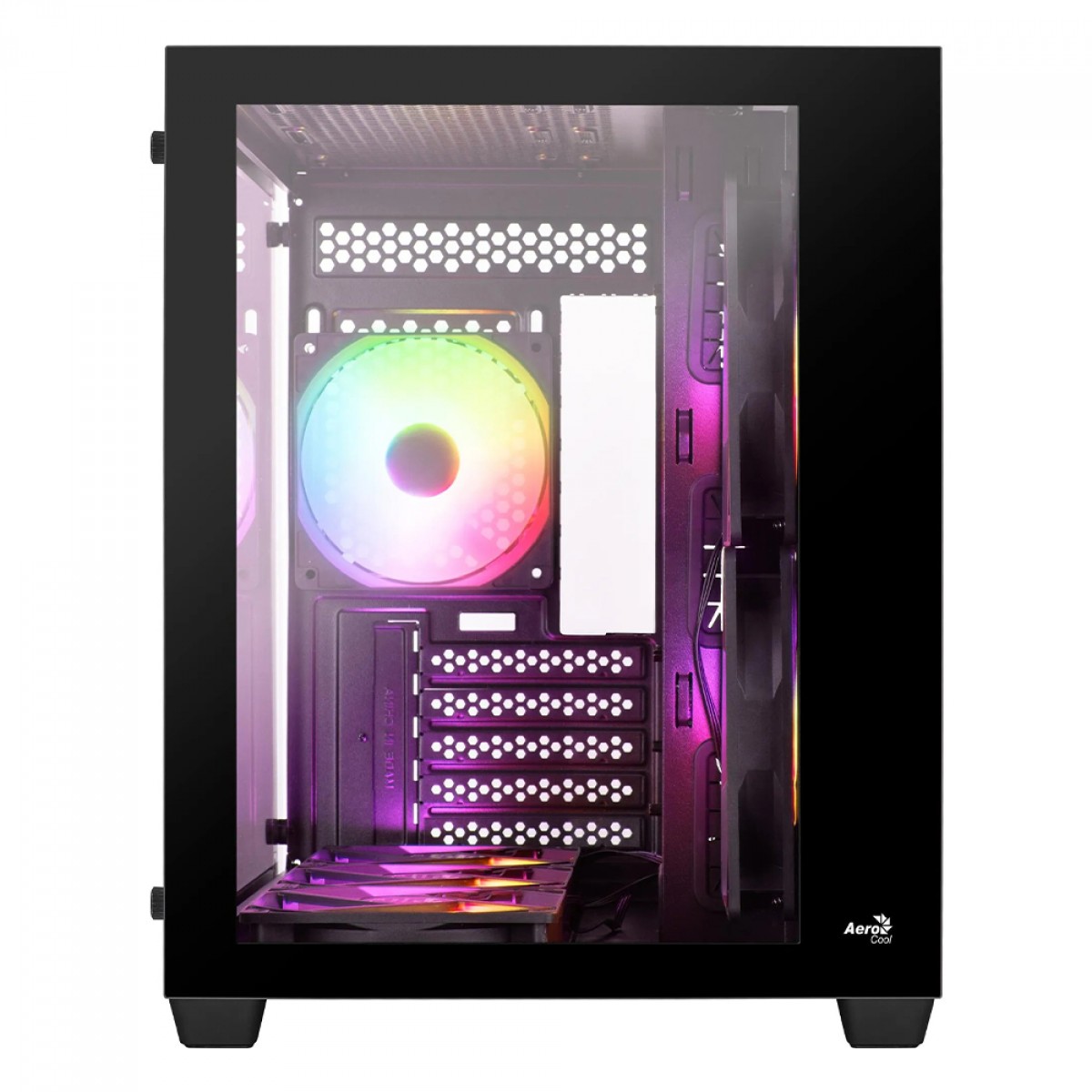 Gabinete Gamer Aerocool Dryft, Mid Tower, Vidro Temperado, Preto, Sem Fonte, Com 6 Fans ARGB