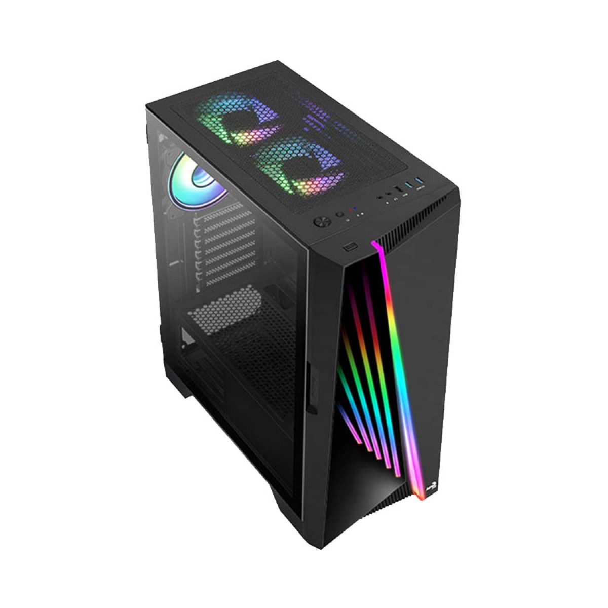 Gabinete Gamer Aerocool Mirage, Mid Tower, RGB, Vidro Temperado, Black, ATX, Sem Fonte, Com 1 Fan, MIRAGE-G-BK-V1