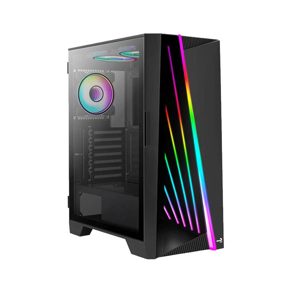Gabinete Gamer Aerocool Mirage, Mid Tower, RGB, Vidro Temperado, Black, ATX, Sem Fonte, Com 1 Fan, MIRAGE-G-BK-V1