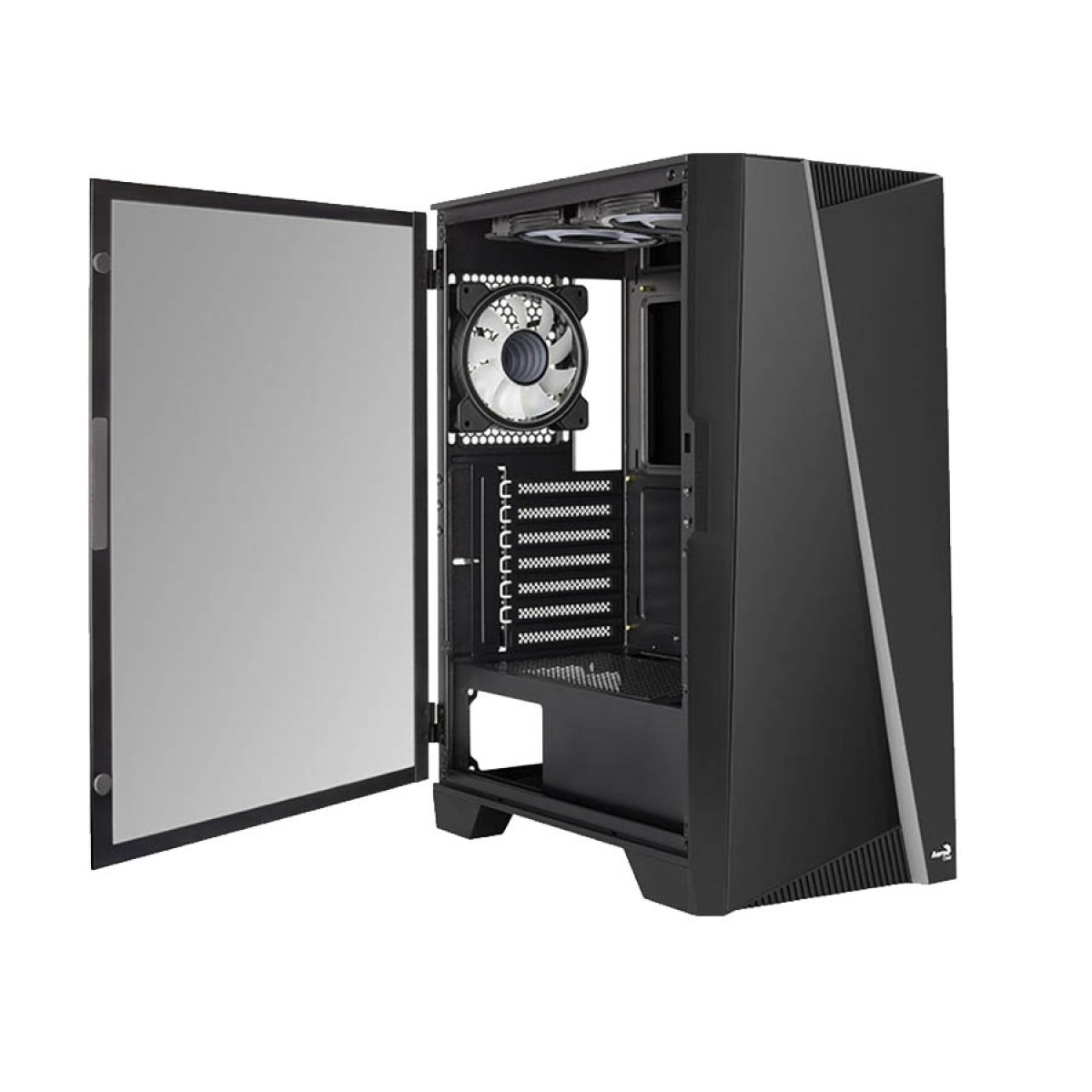 Gabinete Gamer Aerocool Mirage, Mid Tower, RGB, Vidro Temperado, Black, ATX, Sem Fonte, Com 1 Fan, MIRAGE-G-BK-V1