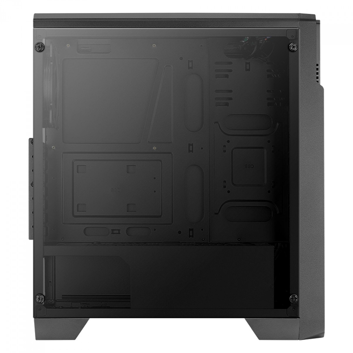 Gabinete Gamer Aerocool Ore Saturn, Mid Tower, Vidro Temperado, Black, ATX, Sem Fonte, Com 3 Fan