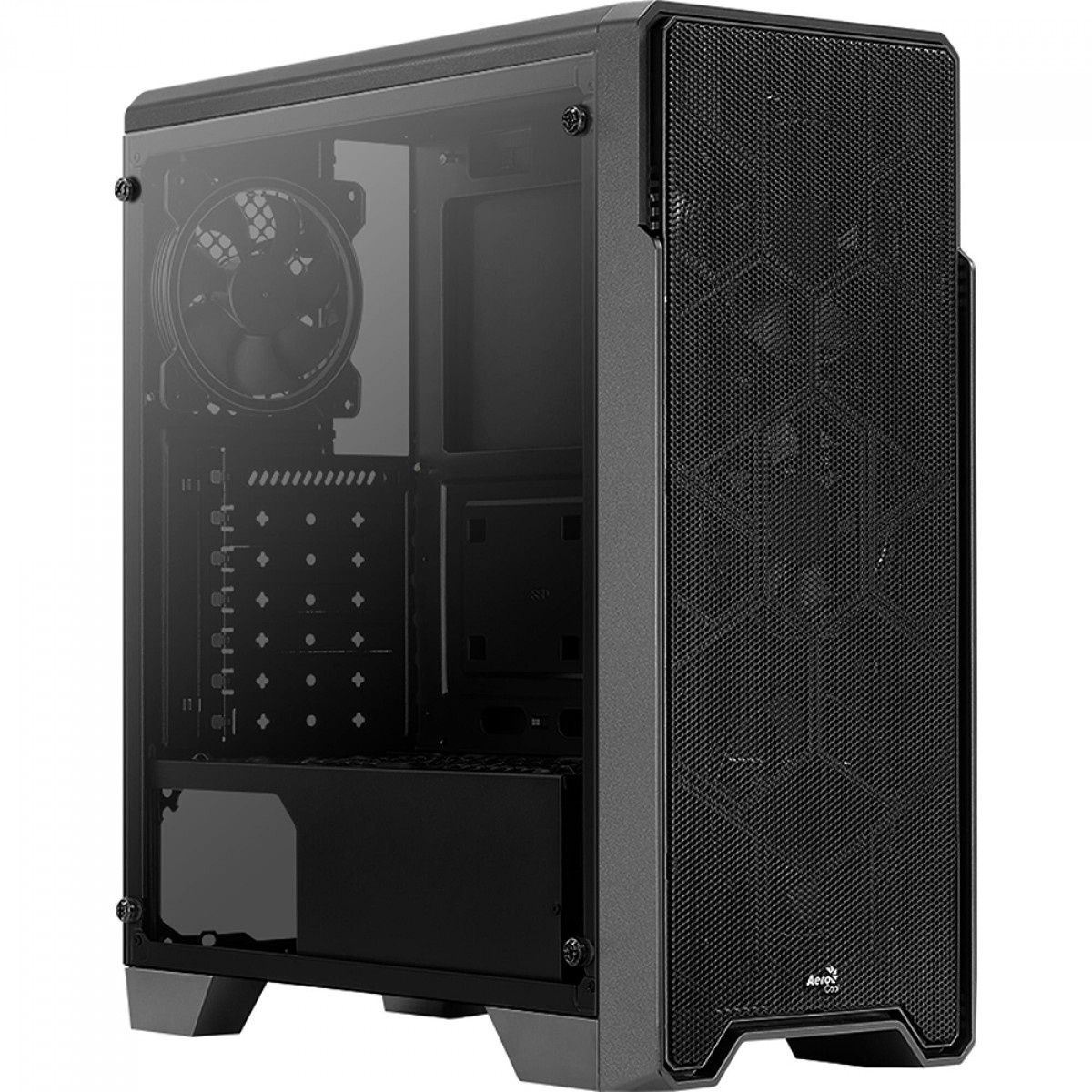 Gabinete Gamer Aerocool Ore Saturn, Mid Tower, Vidro Temperado, Black, ATX, Sem Fonte, Com 3 Fan
