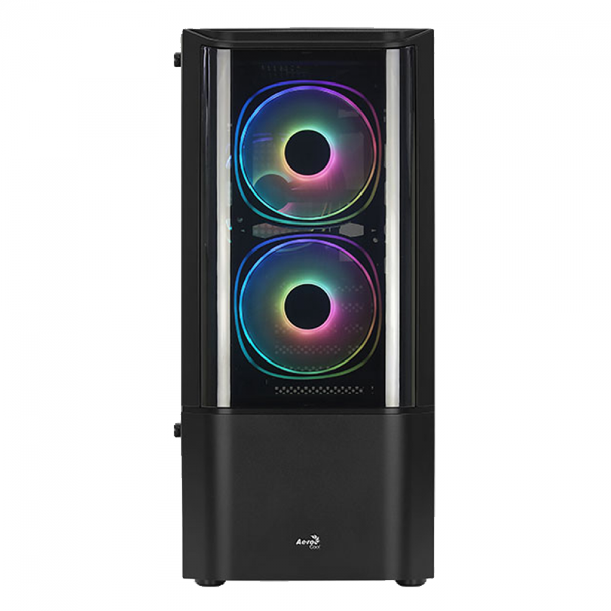 Gabinete Gamer Aerocool Quantum, V2 73875, Mid Tower, RGB, Vidro Temperado, Black, ATX, Sem Fonte, Com 3 fans, QUANTUM-G-BK-V2