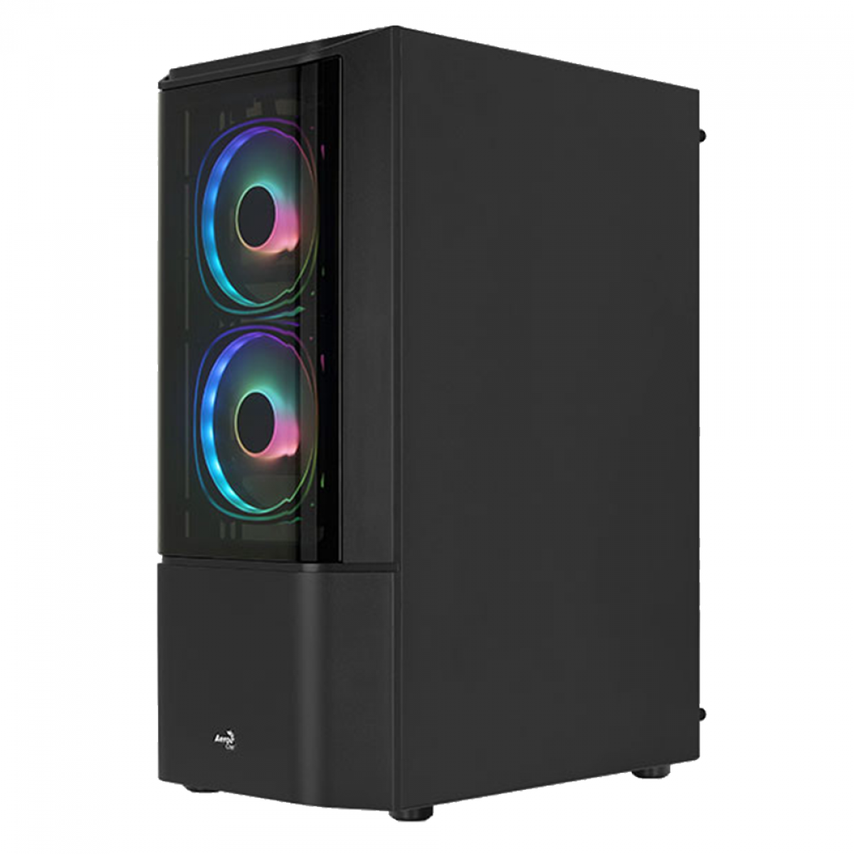 Gabinete Gamer Aerocool Quantum, V2 73875, Mid Tower, RGB, Vidro Temperado, Black, ATX, Sem Fonte, Com 3 fans, QUANTUM-G-BK-V2