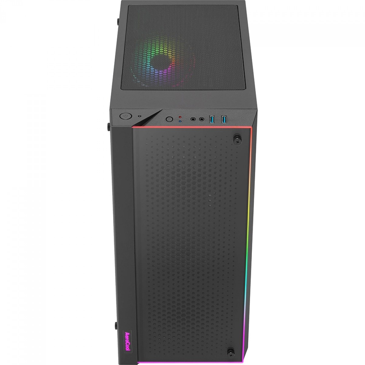 Gabinete Gamer Aerocool Skribble, RGB, Mid Tower, Vidro Temperado, Black, ATX, Sem Fonte, Com 3 Fans