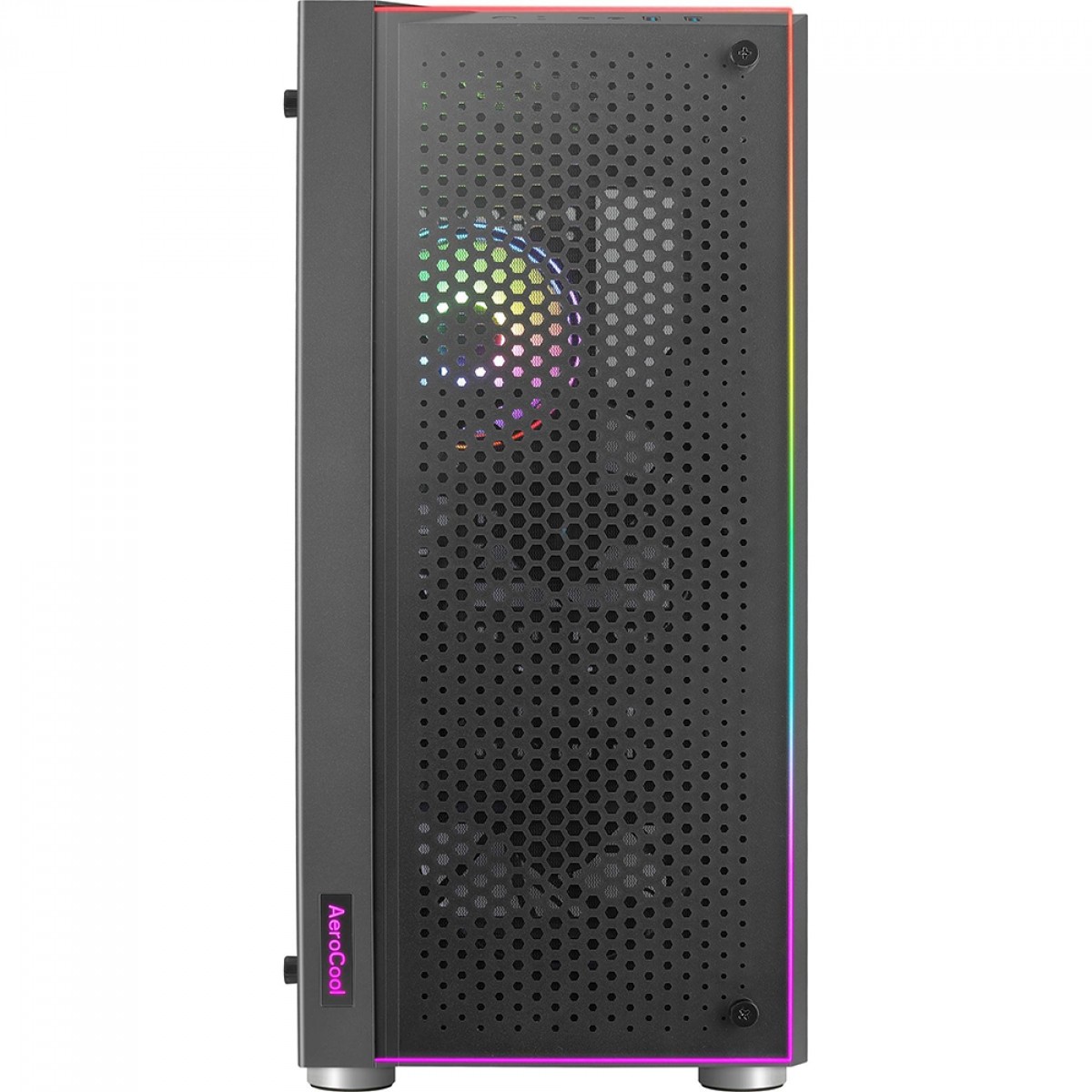 Gabinete Gamer Aerocool Skribble, RGB, Mid Tower, Vidro Temperado, Black, ATX, Sem Fonte, Com 3 Fans