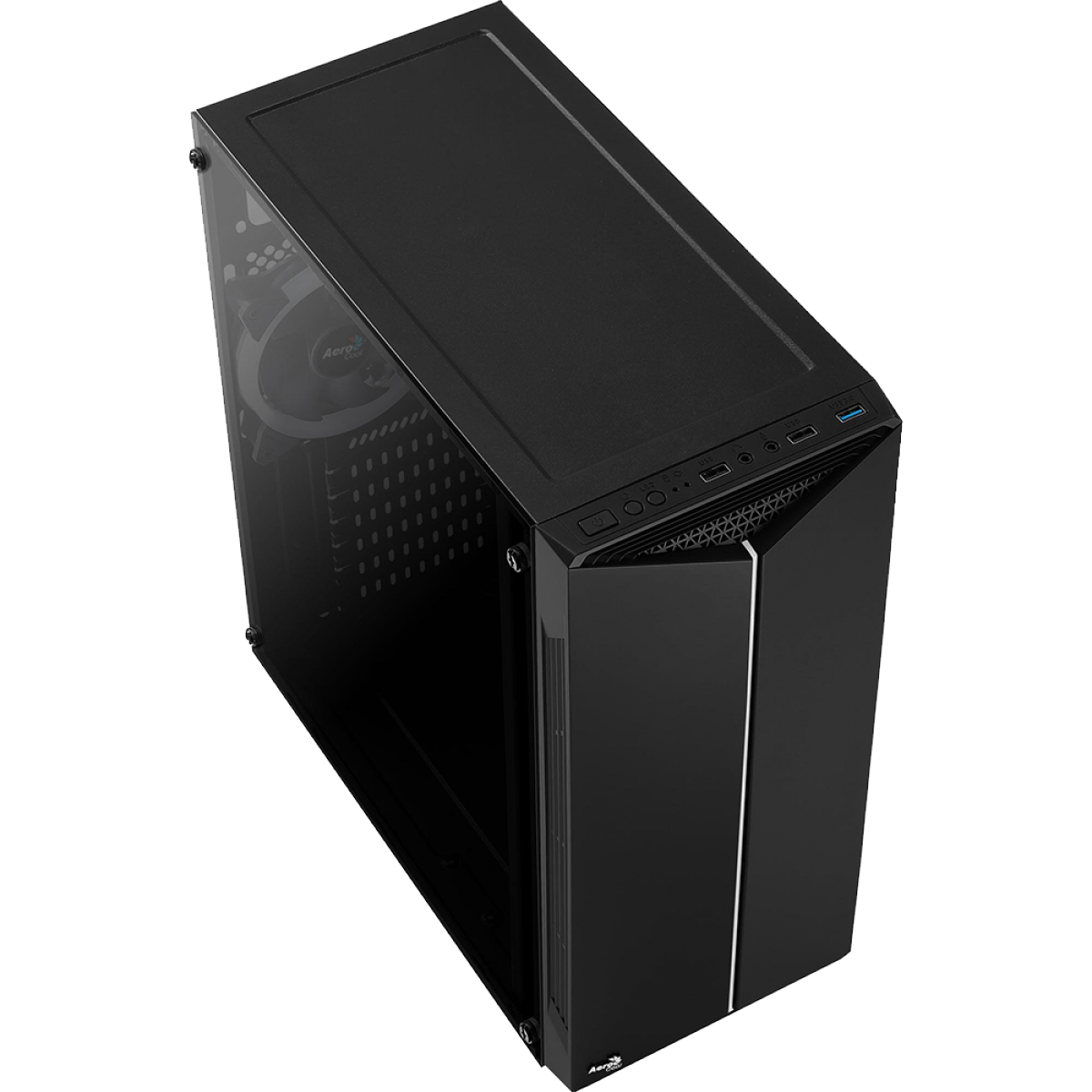 Gabinete Gamer Aerocool Split, Vidro Temperado, RGB, Mid Tower, Black, ATX, Sem Fonte, Com 1 Fan, 68558